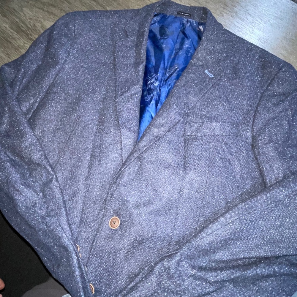 Joseph Abboud Mens 46 X-Long Blue Sport Coat Blazer Wool Silk Nova Fides Italian